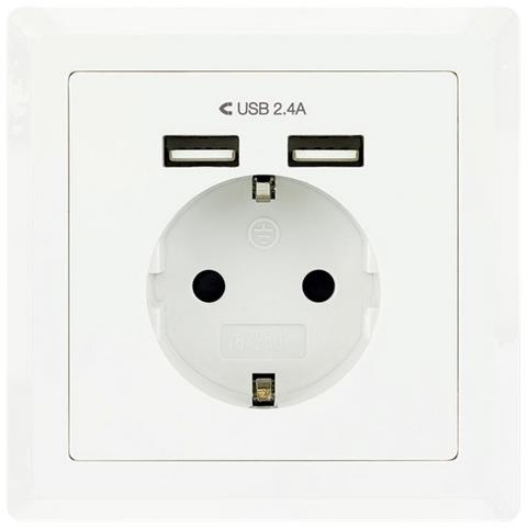 Presa Parete Con 2 Porte Usb 10.35.0010 5v / 2.4a Bianco - Foto 1