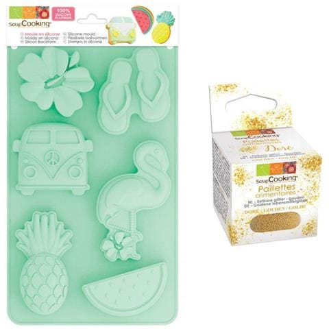 Stampo In Silicone Estivo + Glitter Alimentare Oro - Foto 1