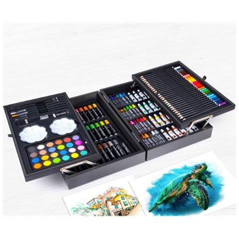 Valigetta Legno Pittore 145pz Colori Pittura Pastelli Acquerelli Professionale - Foto 2