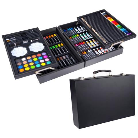 Valigetta Legno Pittore 145pz Colori Pittura Pastelli Acquerelli Professionale - Foto 1