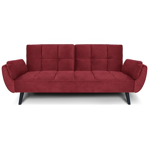 Samira Divano Letto Clic Clac In Velluto Bordeaux Piede Nero Mod
