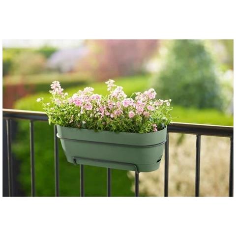 Vaso Rettangolare Da Balcone 50 Cm Rettangolare Verde Plastica - Foto 2