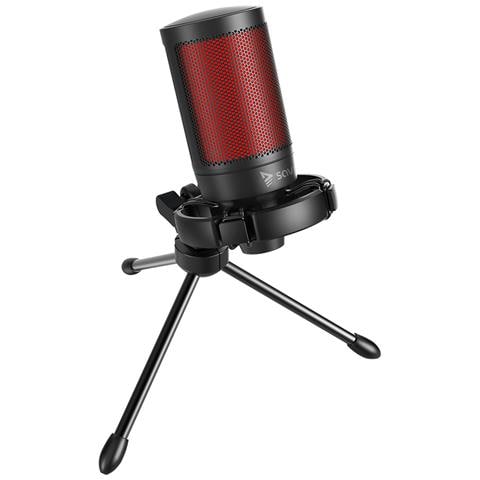 wired gaming microphone with backlight tripod USB SONAR PRO Nero, Rosso Microfono per console di gioco - Foto 2