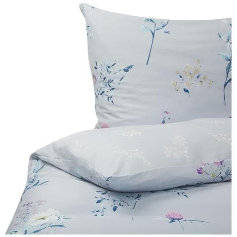 Set Copripiumino In Cotone Satinato A Fiori Azzurro Chiaro 135 X 200 Cm Evergreen - Foto 7