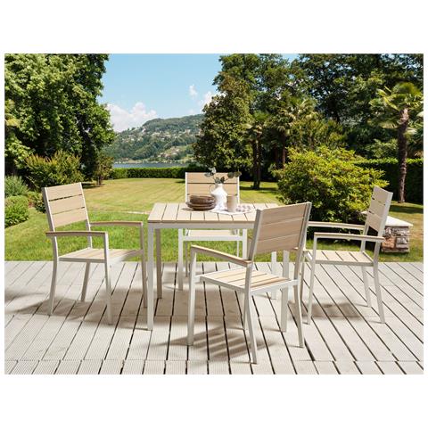 Set Di 4 Sedie Da Giardino Beige Prato - Foto 1