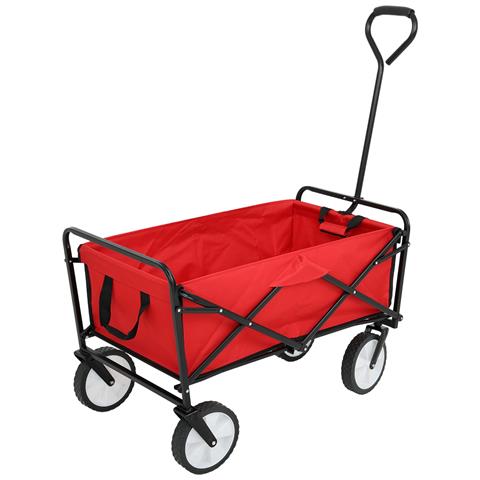 Carrello da Spiaggia Pieghevole TYRS con Ruote in Plastica, Portata Massima 110 kg, Colore Rosso - Foto 2