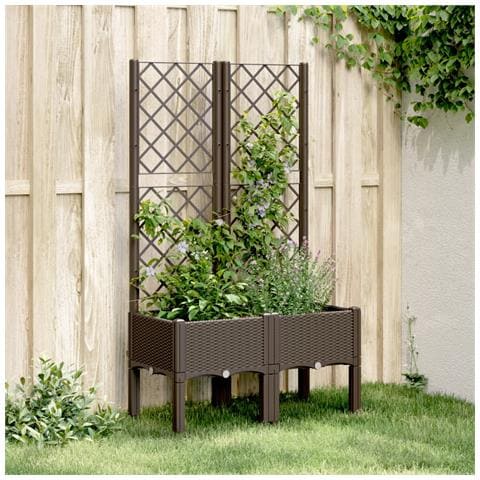 Fioriera Da Giardino Con Traliccio Marrone 80x40x142 Cm In Pp - Foto 1