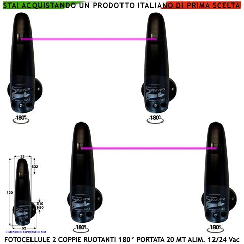 Fotocellule Ruotabili 180° In Orizzontale Controllo E Sicurezza Cancello Elettrico Automatico 2 Coppie Di Tx E Rx Port - Foto 1