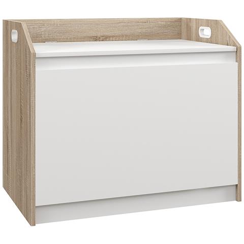 Cassapanca In Legno Moderna Con Schienale E Vano Contenitore, 62.4x40x51.5cm, Bianco - Foto 1
