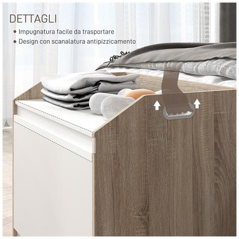 Cassapanca In Legno Moderna Con Schienale E Vano Contenitore, 62.4x40x51.5cm, Bianco - Foto 6