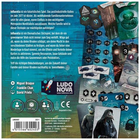 Gioco Di Carte Influentia 68 Carte 3-4 Giocatori (edizione De), Multicolore - Foto 3