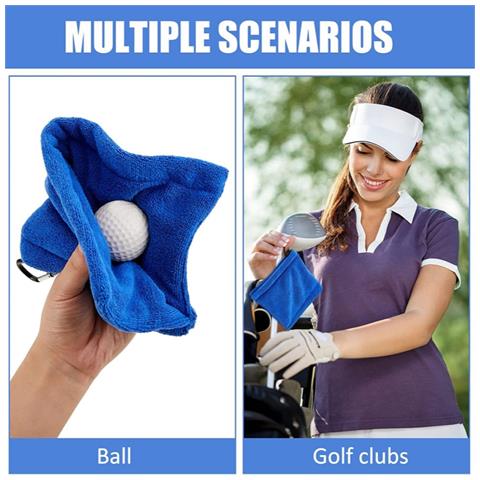 Asciugamano Per La Pulizia Delle Palline Da Golf | Motivo Waffle In Microfibra Blue - Foto 4