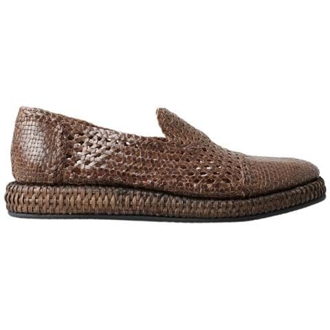 Mocassini In Pelle Intrecciata Marrone Casual - Eu41/us8 - Foto 1