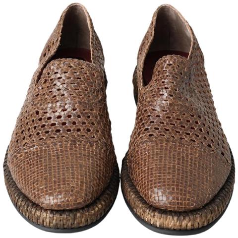 Mocassini In Pelle Intrecciata Marrone Casual - Eu41/us8 - Foto 5