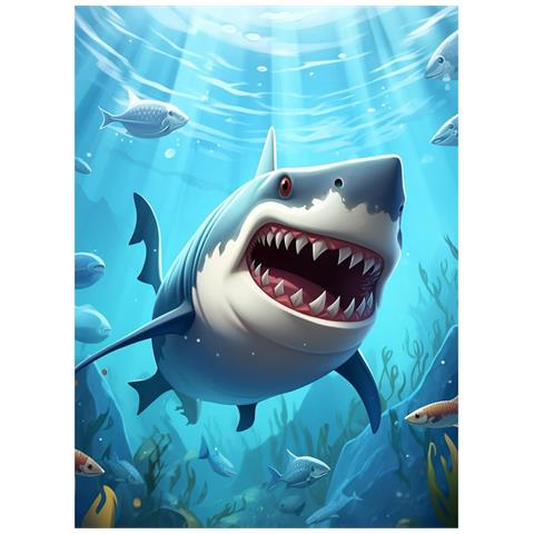 5d Kit Di Ricamo A Diamante Fai Da Te 30x40 Cm Squalo - Foto 1