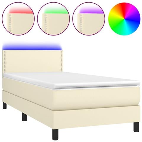 Giroletto a Molle con Materasso e LED Crema 100x200 cm - Foto 1