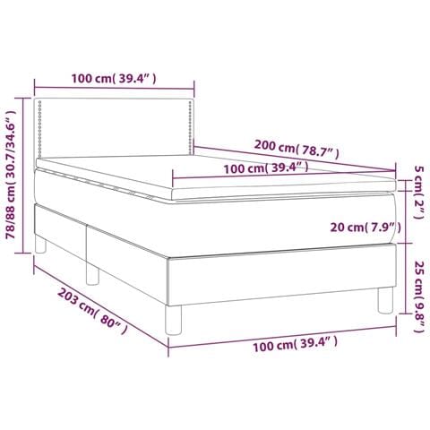 Giroletto a Molle con Materasso e LED Crema 100x200 cm - Foto 8