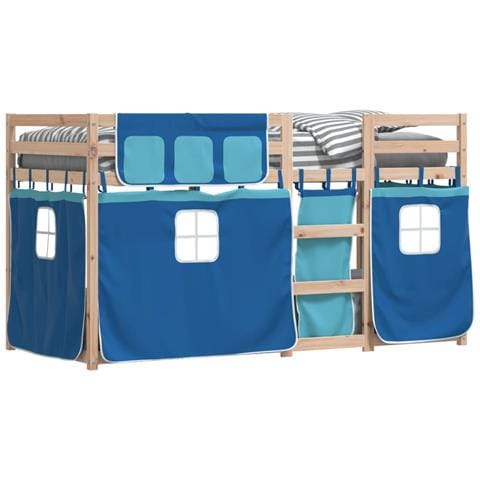 Letto a Castello senza Materasso Blu 90x200cm Massello Pino - Foto 10