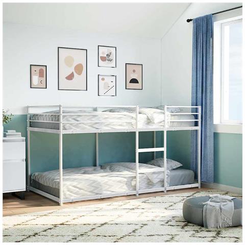Letto A Castello Senza Materasso Bianco 100x190 Cm In Acciaio - Foto 3