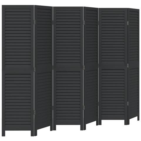 Divisorio Ambienti 6 Pannelli Nero Legno Massello Di Paulownia - Foto 2