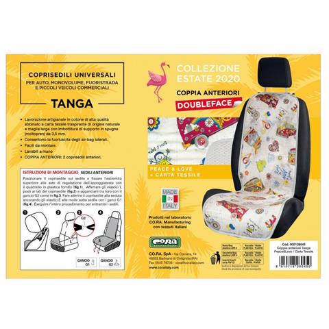 Cora 000128045 Coprisedili Anteriori Universali Tanga Doubleface Peace & Love/carta Tessile - Foto 2