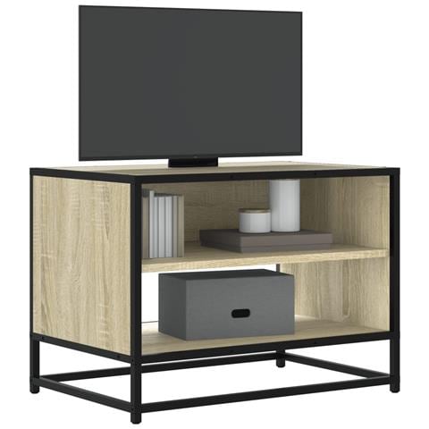 Mobile Tv Rovere Sonoma 61x40x46 Cm Legno Multistrato E Metallo - Foto 1