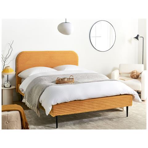 Letto Velluto A Coste Flayat 140 X 200 Cm Arancione - Foto 1