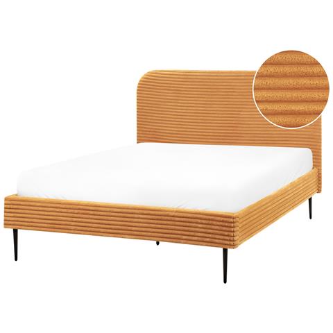 Letto Velluto A Coste Flayat 140 X 200 Cm Arancione - Foto 2