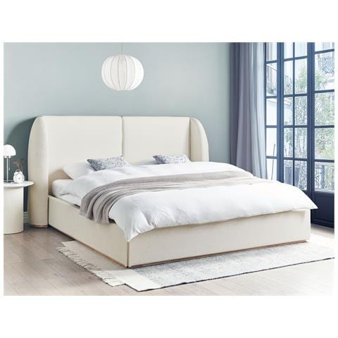 Letto Contenitore Tessuto Monestier 180 X 200 Cm Bianco Sporco - Foto 1