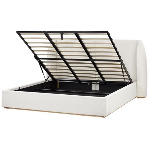 Letto Contenitore Tessuto Monestier 180 X 200 Cm Bianco Sporco - Foto 2