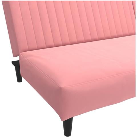 Divano Letto a 2 Posti Rosa in Velluto - Foto 9