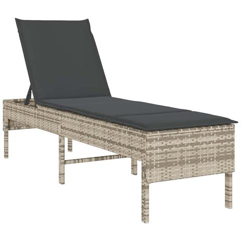 Lettino Prendisole con Cuscino Grigio Chiaro 55x200x44 cm - Foto 1