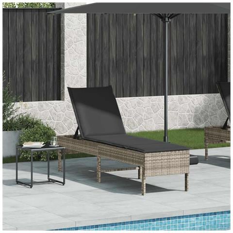 Lettino Prendisole con Cuscino Grigio Chiaro 55x200x44 cm - Foto 2