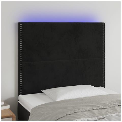 Testiera a LED nero 90x5x118/128 cm in Velluto - Foto 2