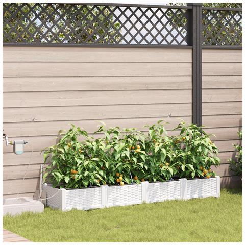 Fioriere da Giardino con Sistema di Irrigazione 4 pezzi Bianco - Foto 2