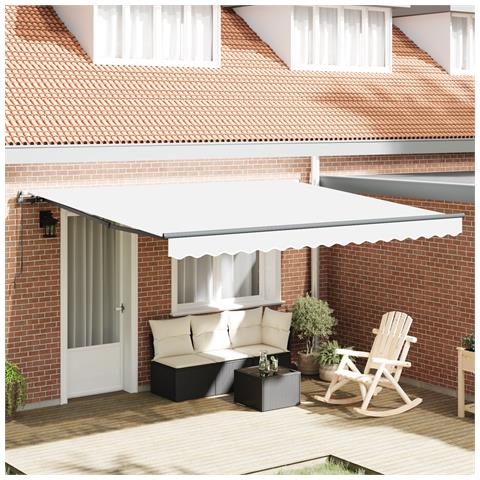 Tenda Retrattile Manuale Bianca 400x300 cm, Tessuto di Ricambio per Tenda  per Struttura 4x3 m Bianca - Foto 2