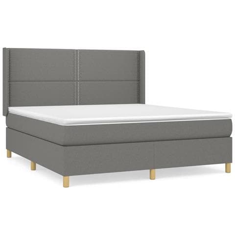 Giroletto a Molle con Materasso Grigio Scuro 180x200 cm Tessuto - Foto 1