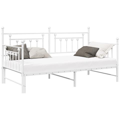 Struttura Letto Daybed con Letto Estraibile Bianco 100x190 cm Acciaio - Foto 1