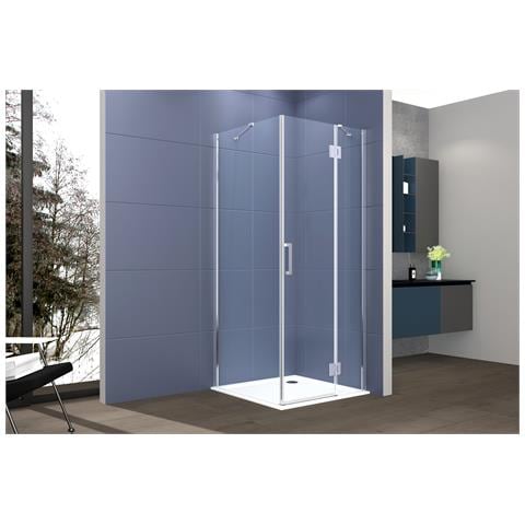 Box Doccia 2 Lati 90x70 Cm Fisso + Porta Un Battente H200 Cm Cristallo 6mm Profilo Cromato Pippo - Foto 1