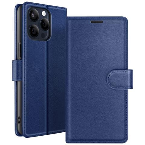Custodia A Portafoglio Per Iphone 15 Pro Max Con Supporto E Linguetta Magnetica, Blu Scuro - Foto 1