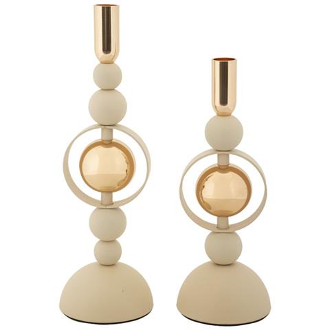 Portacandela Mf927 - Beige - Acciaio - 10x10x33 Cm - Foto 1