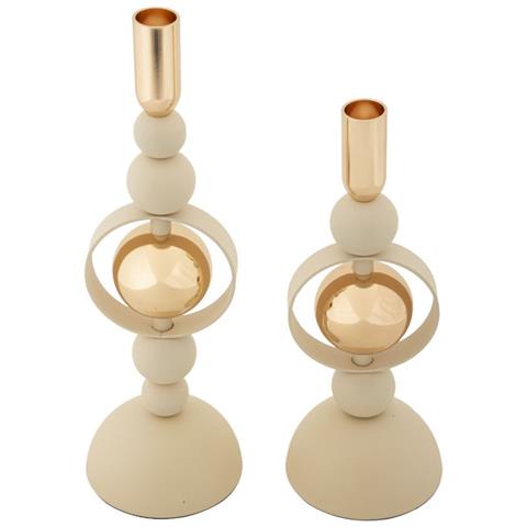 Portacandela Mf927 - Beige - Acciaio - 10x10x33 Cm - Foto 2