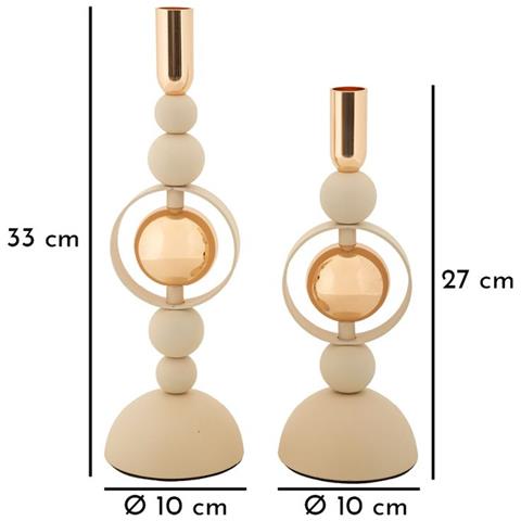 Portacandela Mf927 - Beige - Acciaio - 10x10x33 Cm - Foto 5