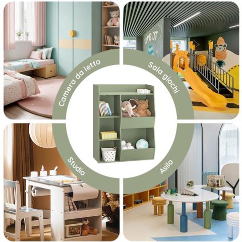 Sobuy Libreria Montessori Per Bambini Scaffale Portagiochi 5 Scomparti Verde - Foto 7