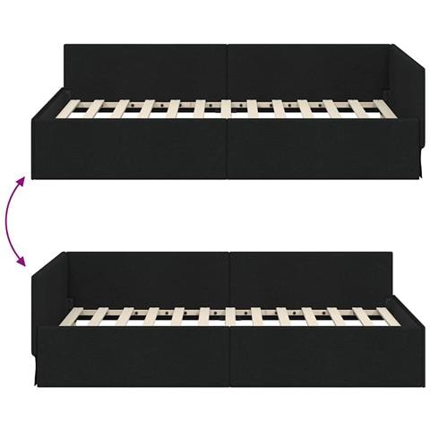 Cornice del letto ad angolo con testiera Nero 100 x 200 cm - Foto 9