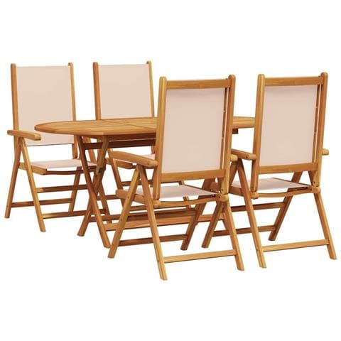 Set da Pranzo per Giardino 5 pcs Beige legno massello di acacia - Foto 1