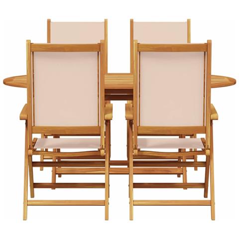 Set da Pranzo per Giardino 5 pcs Beige legno massello di acacia - Foto 9