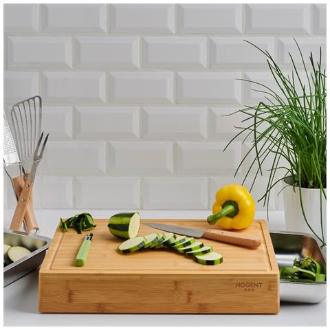 Tagliere In Bambù 41x28,5cm + 2 Cassetti In Acciaio Inox - 09951g - Foto 3
