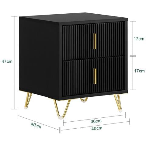 Set Di 2 Comodini Da Letto Con 2 Cassetti, Tavolino Per Salotto Nero - Foto 2