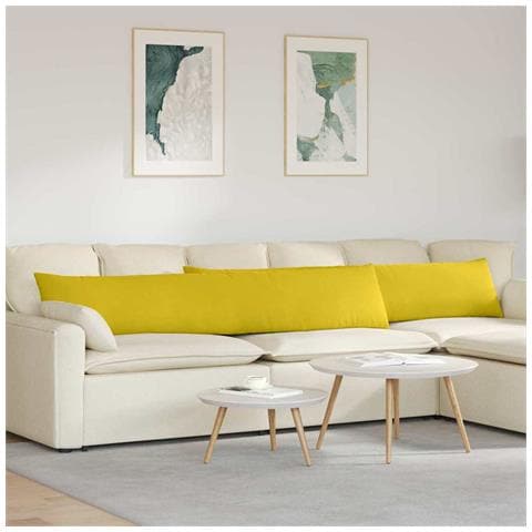 Cuscini da Divano 2 pcs Giallo 200 x 40 cm Tessuto in Cords - Foto 2